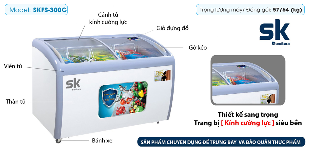 Tủ đông Sumikura 300 lít SKFS-300C Tủ đông Sumikura 300 lít SKFS-300C