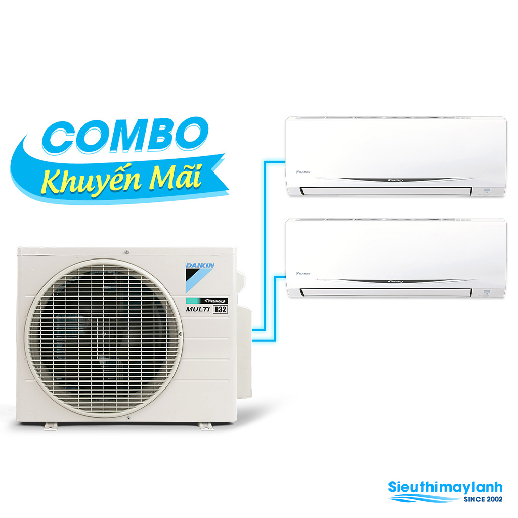 (Combo khuyến mãi) Hệ thống máy lạnh Daikin multi s Inverter 3.0 HP (3HP Ngựa) - 1 dàn nóng 2 dàn lạnh (1.5 + 1.5 HP (1.5 Ngựa) MKC70SVMV-CTKC35RVMV+CTKC35RVMV (Combo khuyến mãi) Hệ thống máy lạnh Daikin multi s Inverter 3.0 HP (3HP Ngựa) - 1 dàn nóng 2 dàn lạnh (1.5 + 1.5 HP (1.5 Ngựa) MKC70SVMV-CTKC35RVMV+CTKC35RVMV